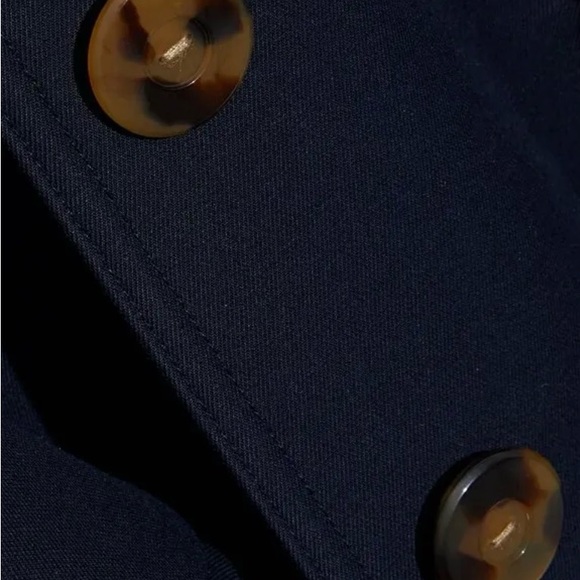 ❤️ KHAITE NAVY BLUE MINI TRENCH COAT JACKET FITTED BELTED CLASSIC LUXURY 4 NEW - Picture 3 of 12